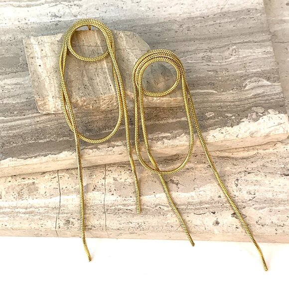 NEW~ Anthropologie Amber Sceats "Fletcher" Gold Coiled Chain Earrings - Picture 10 of 10